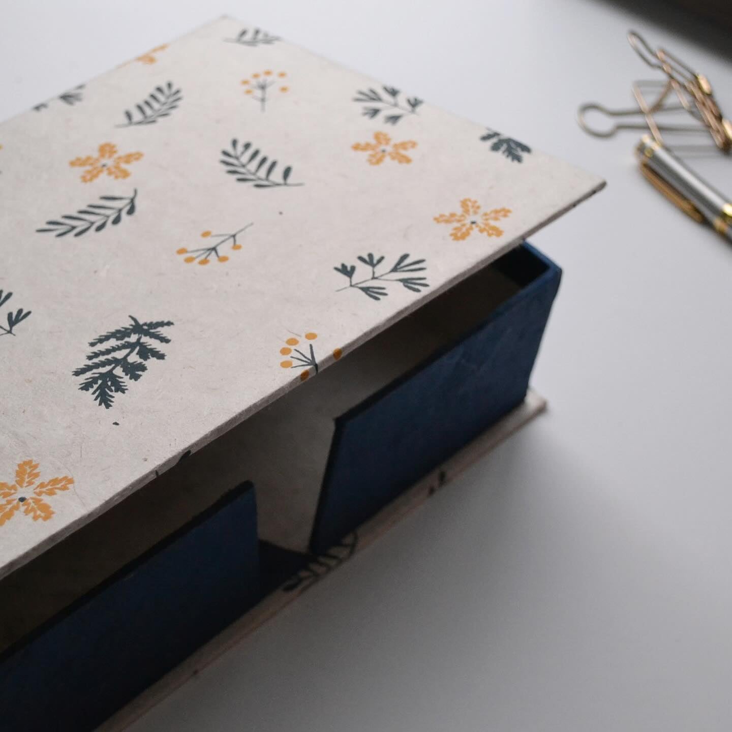 Handmade Paper Journal | Indigo Blue on Beige
