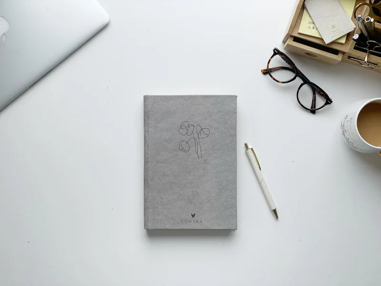Handmade Paper Journal | Ratna in Ash Grey - 3 stalks