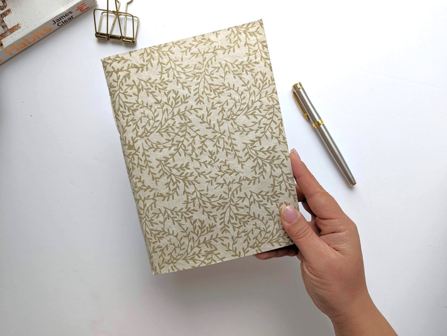 Handmade paper notebook | Gold Fern