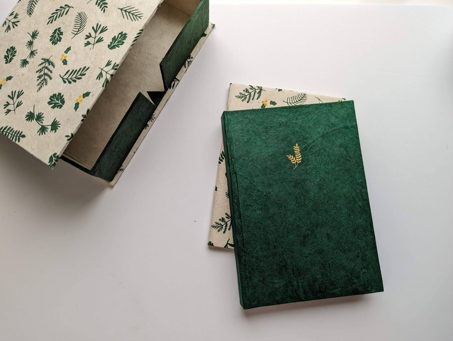 Keepsake box for Journals (Box only) | Emerald Green on Beige