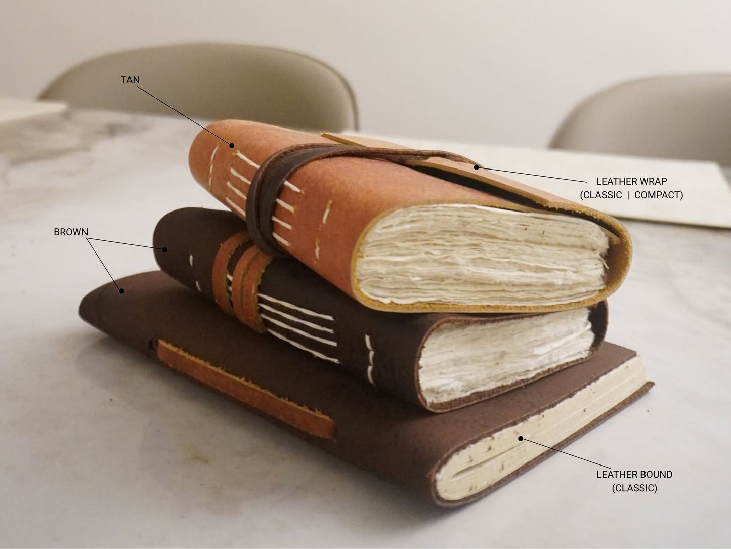 Classic Leather Wrap Trifold Journal