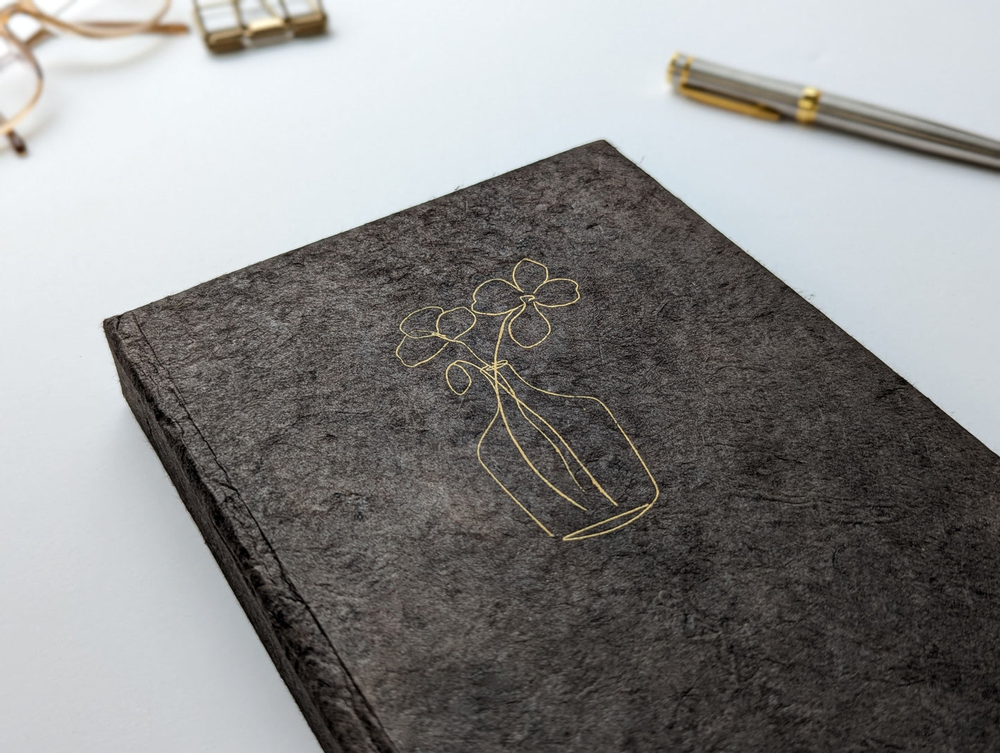 Handmade Paper Journal | Ratna in Cocoa - Stalks in Vase