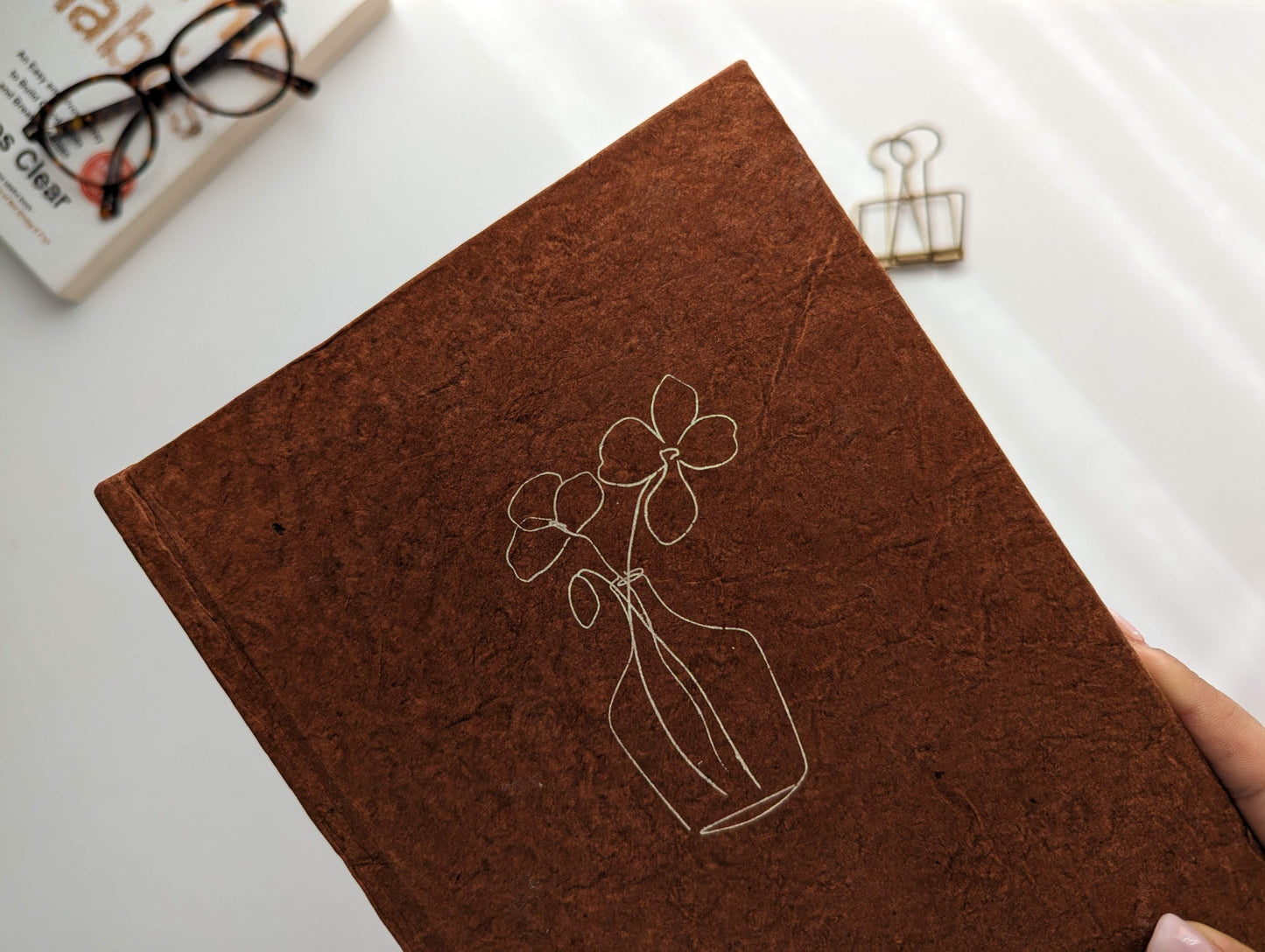 Handmade Paper Journal | Ratna in Terracotta - Stalks in Vase
