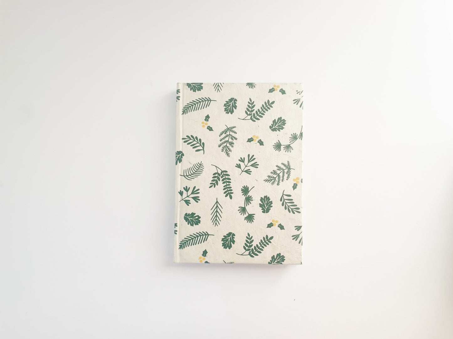 Handmade Paper Journal | Emerald Green on Beige