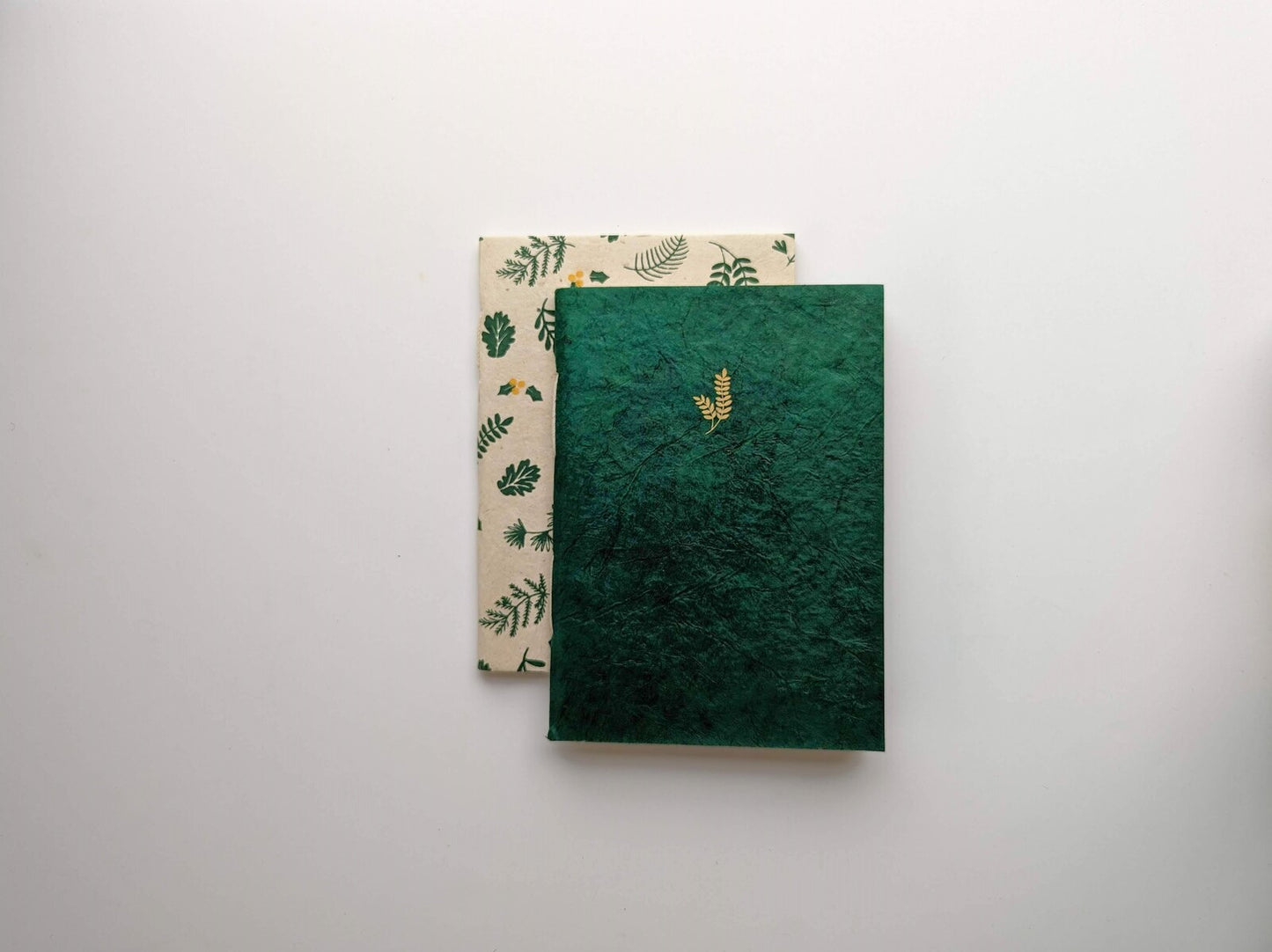 Handmade paper notebooks (2 books) | Emerald Green Set
