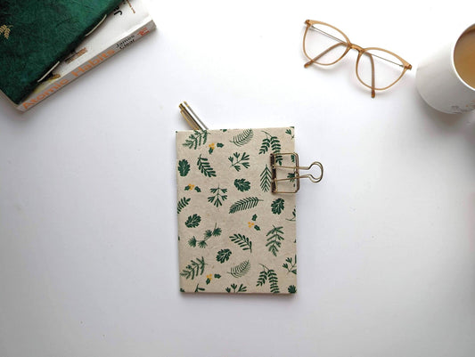 Handmade paper notebook | Emerald Green on Beige