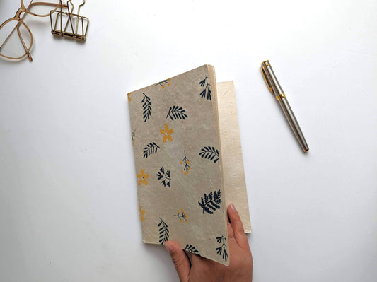 Handmade paper notebook | Indigo Blue on Beige