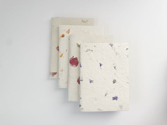 A5 Handmade paper notebooks (4 books) | Natural Petals