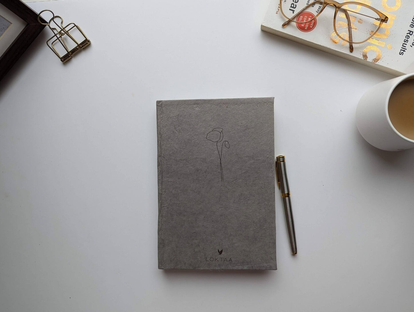 Handmade Paper Journal | Ratna in Ash Grey - 2 stalks