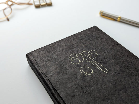 Handmade Paper Journal | Ratna in Black - 3 stalks