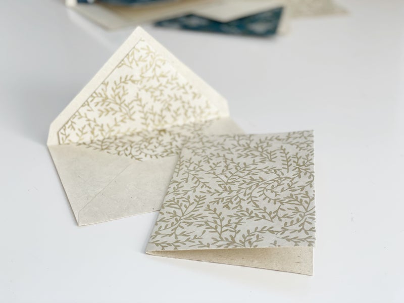 Blank Card & Envelope - Gold Fern