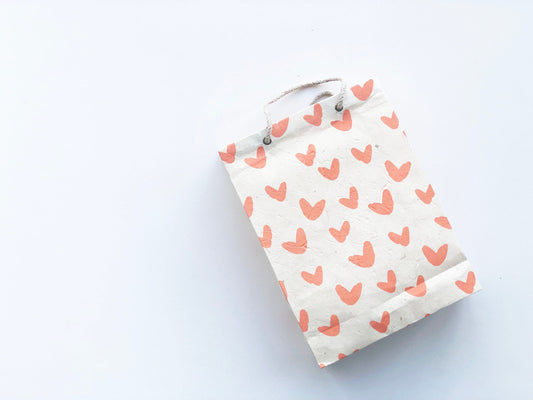 Handmade paper gift bag (2 bags) | Sweet Hearts